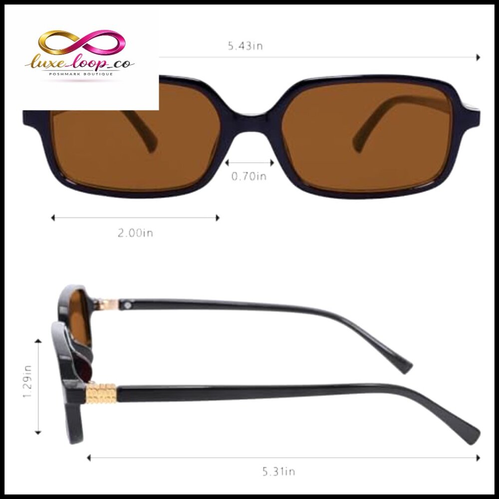 Retro 90s Small Rectangular Sunglasses Narrow Fra… - image 3